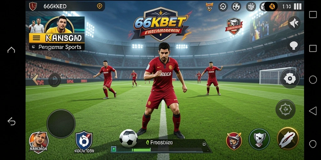 Screenshot utama 66KBET menampilkan aksi seru gameplay olahraga.