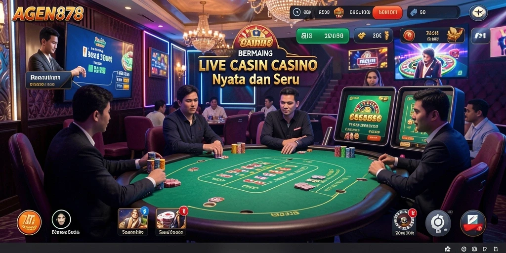 Screenshoot permainan Live Casino dengan dealer nyata dan interaksi langsung.