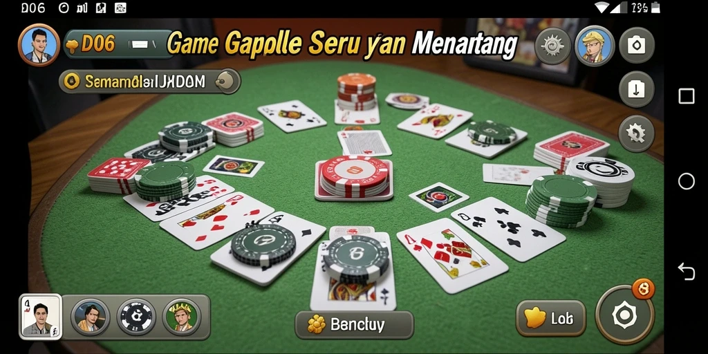 Tampilan gameplay D06 saat bermain Gaple dengan teman.