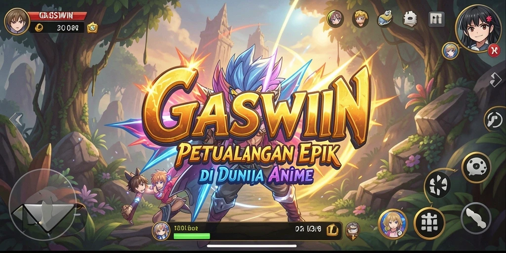 Gameplay GASWIN menampilkan berbagai karakter anime dalam aksi seru.