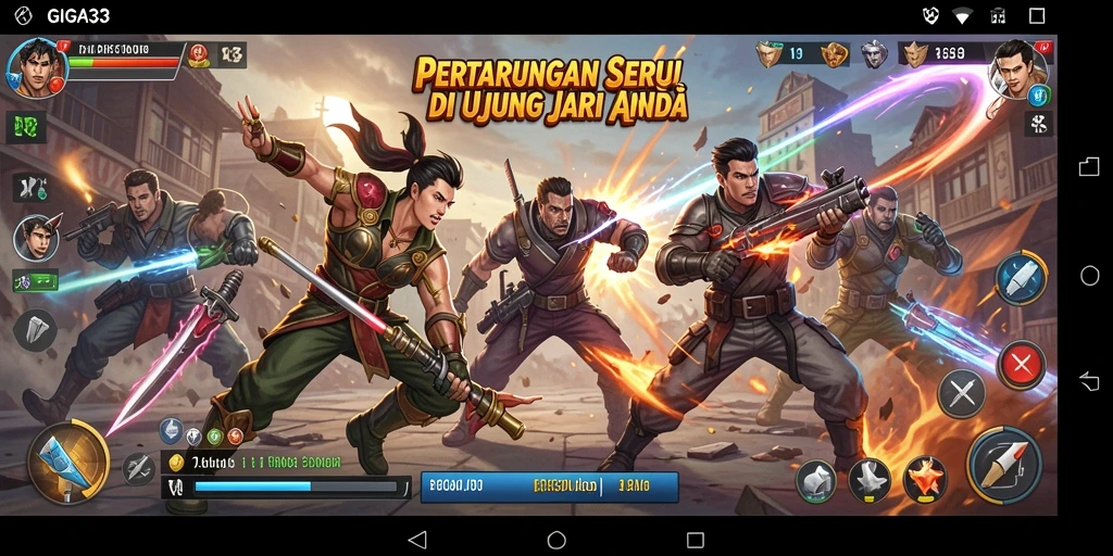 Tampilan gameplay <strong>GIGA33</strong> yang penuh aksi dan pertarungan seru.