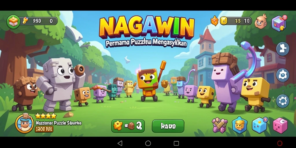 Tampilan menarik dari gameplay NAGAWIN dengan berbagai tantangan Puzzle.