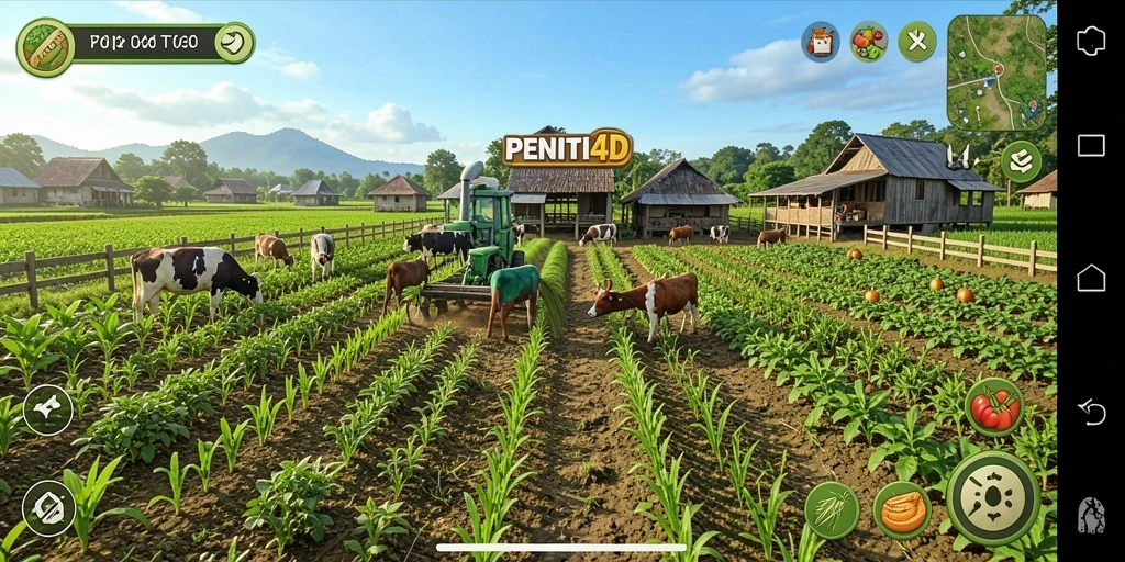 Screenshot dari gameplay pertanian yang seru di PENITI4D.