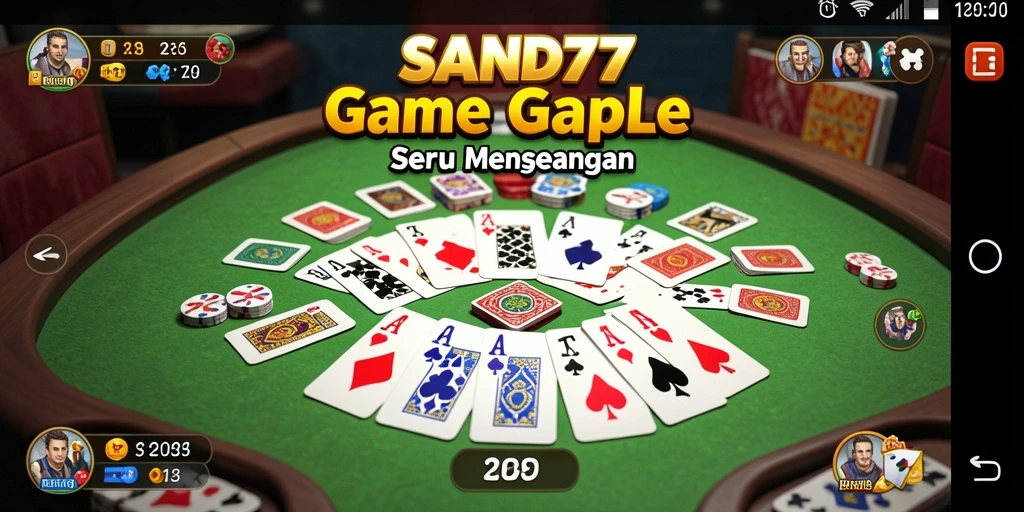 Screenshot gameplay Gaple SAND77 yang seru dan interaktif.