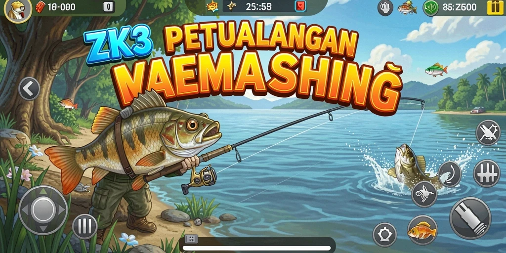 Tampilan gameplay ZK3 dengan suasana memancing yang mendebarkan.